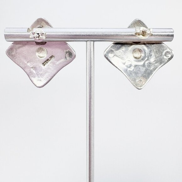 VTG Sterling Silver 925 Textured Sun Design Stud Earrings Size 1" Length - Picture 5 of 10